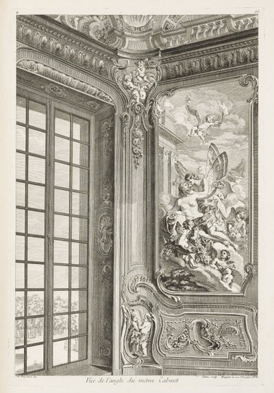 Ansicht des Winkels desselben Kabinetts; Ansicht des Winkels desselben Kabinetts, links ein großes Fenster... von Juste Aurèle Meissonnier
